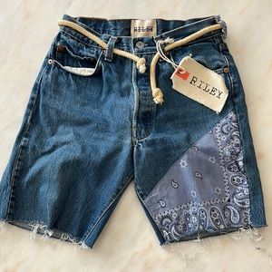 Riley 1880 Bandana Cut-off Denim Shorts